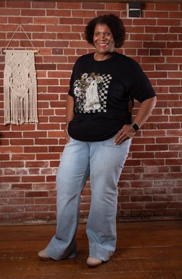 Black Peek-a-boo Ghost Floral Tee