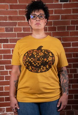 Mustard Jack-o-lantern Boho Floral Tee