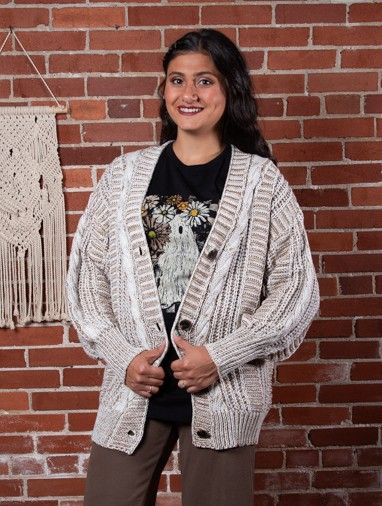 Marbled Brown Oversized Chunky Cardigan
