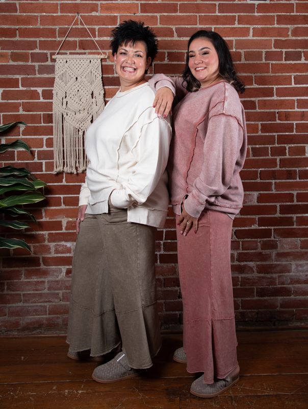 Acid Washed Flare Hem Lounge Pants