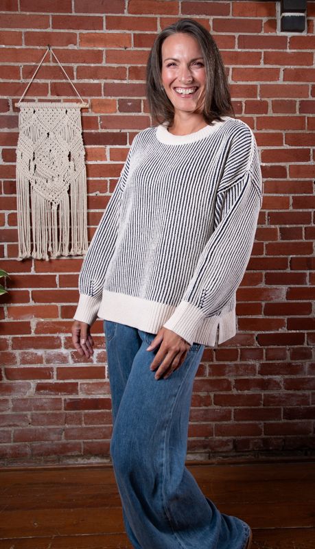Navy Two Tone Sweater