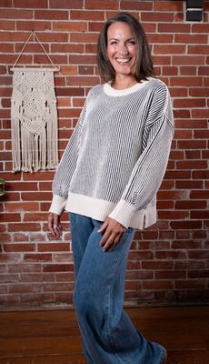 Navy Two Tone Sweater