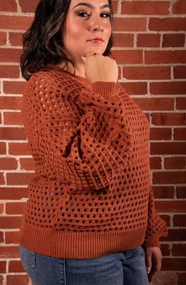 Toasted Caramel Fishnet Crochet Sweater