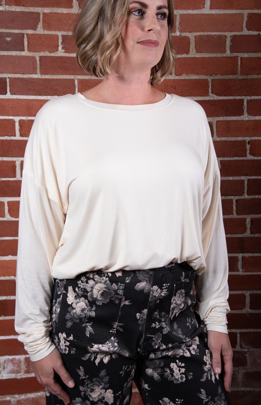 Cream Long Sleeve Bubble Top