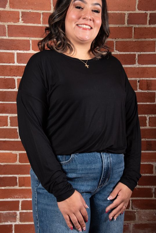 Black Long Sleeve Bubble Tee