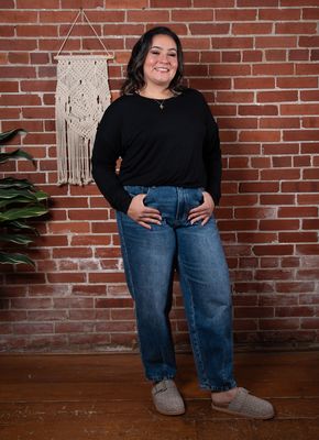 Black Long Sleeve Bubble Tee