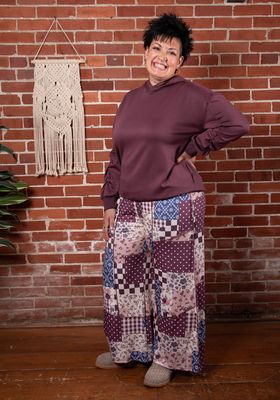 Plum Patchwork Soft Knit Pants