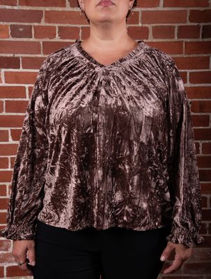 Mushroom Crushed Velvet Top