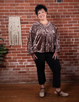 Mushroom Crushed Velvet Top