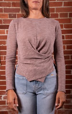 Mauve Knit Cross Over Hem Top