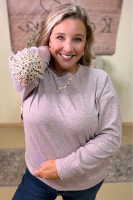 Soft Lavender Ditzy Patch Pullover
