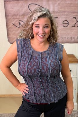 Slate Grey Lace Shell