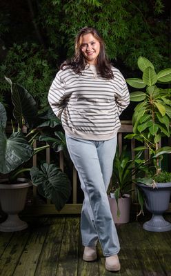 Grey & Ecru Stripe Pullover