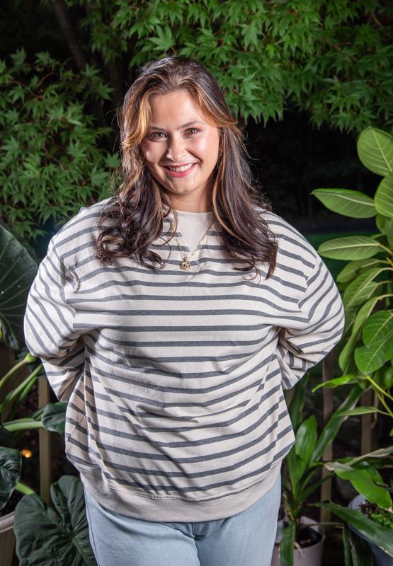 Grey &amp; Ecru Stripe Pullover
