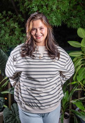 Grey & Ecru Stripe Pullover