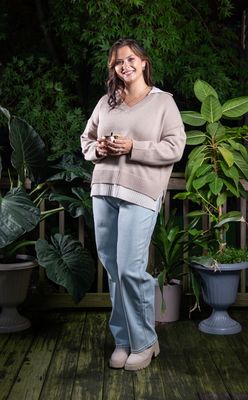 Mocha Dual Look Collared Sweater