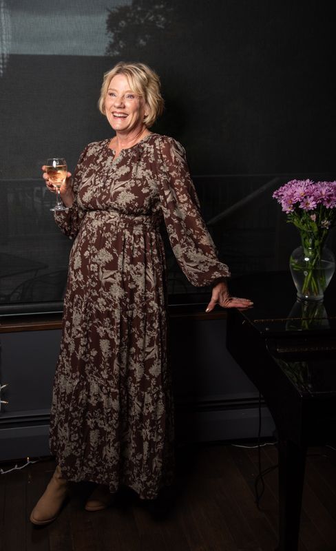 Brown Vintage Floral Maxi Dress