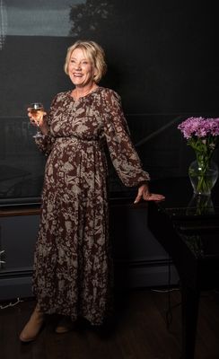 Brown Vintage Floral Maxi Dress