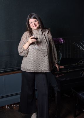 Taupe Ditzy Dot Bow Neck Blouse