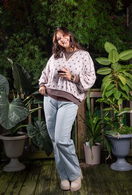 Coffee & Cream Polka Dot Pullover