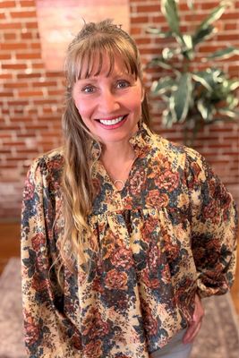 Ivory Antique Floral Print Blouse