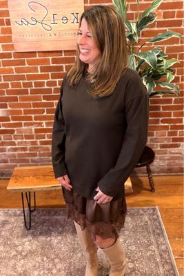 Espresso Lace Layered Sweater Dress