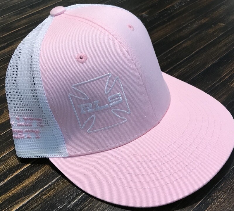 6 Panel Youth Trucker Caps, Pink/White