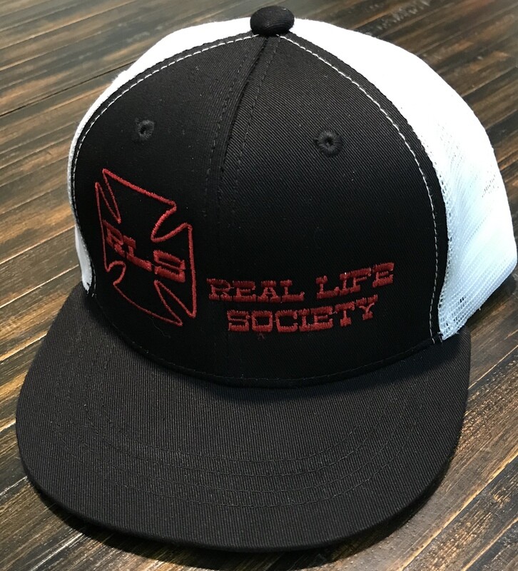 6 Panel Youth Trucker Caps, Black/White