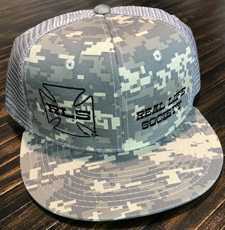 Camo Flat Bill Trucker, ACU/ACU/GRY