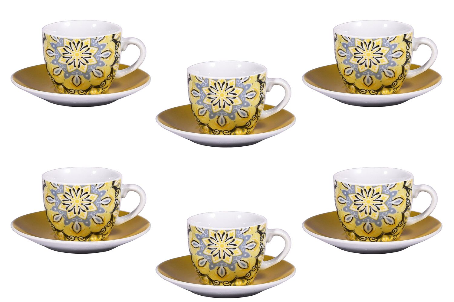 TAZZA CAFFE&#39; C\PIATTO SOLE GIALLO CONF.6 90CC