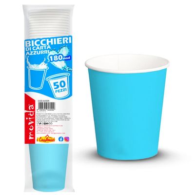 BICCHIERI CARTA 50PZ 180CC CELESTE