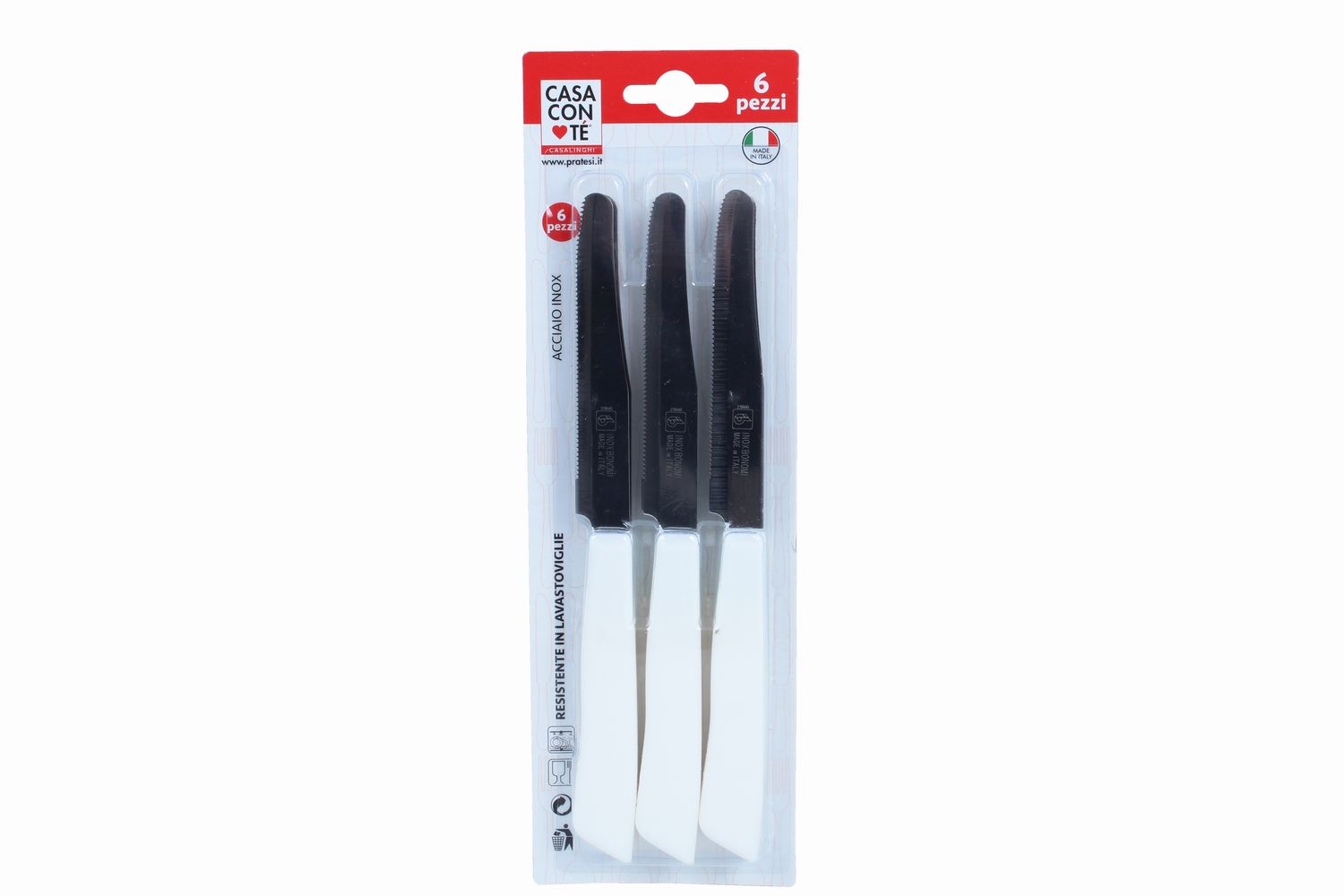 CONF 6 COLTELLI TAVOLA CM11 BIANCO