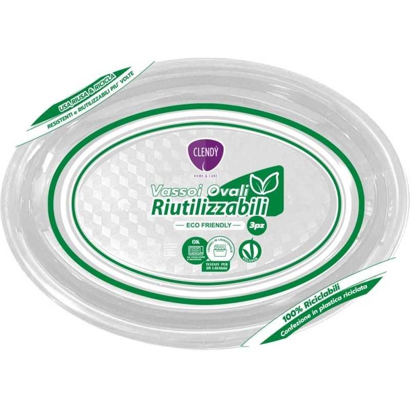 CLENDY VASSOIO TONDI 3PZ RIUTIL.TRASPAR 19X26CM
