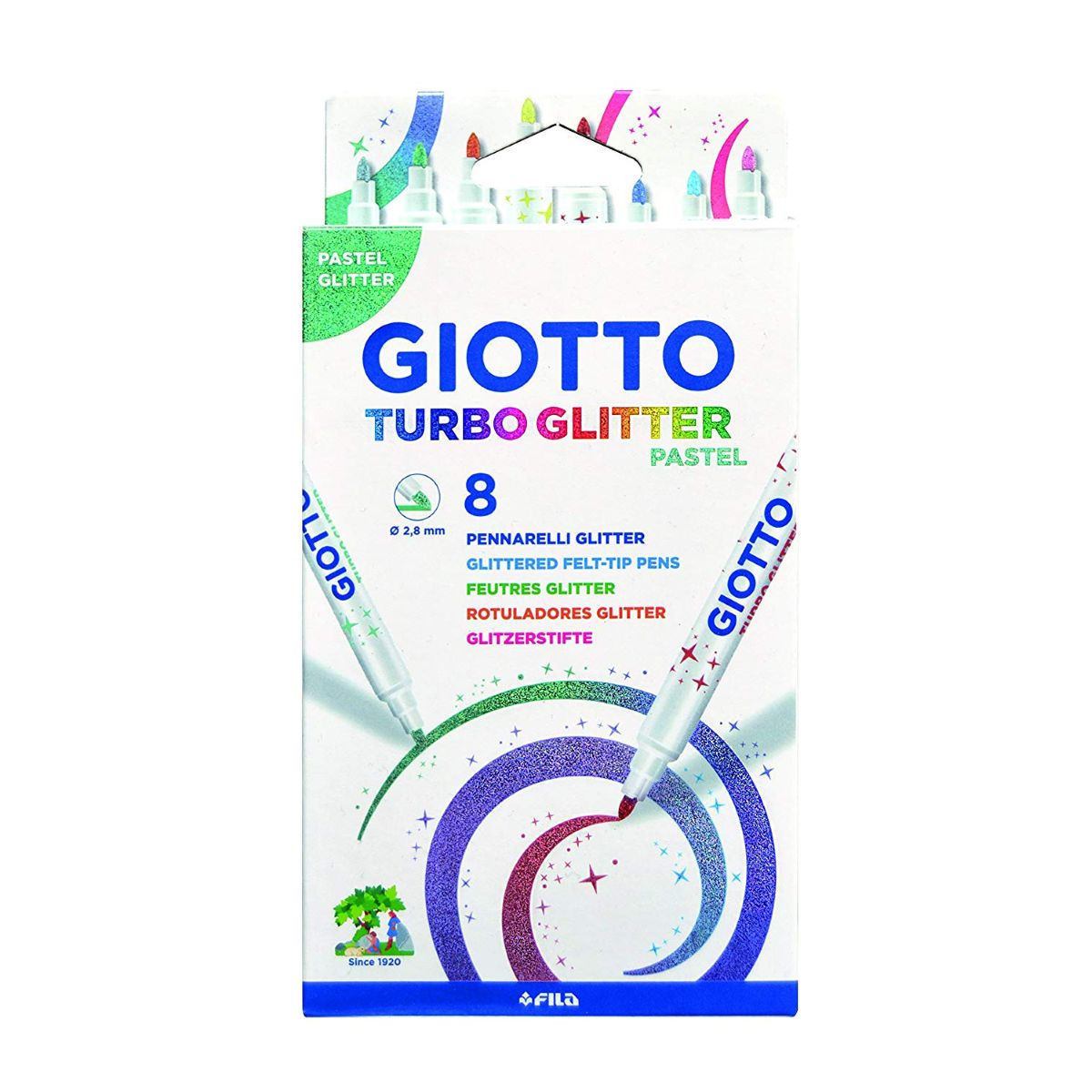 GIOTTO TURBO GLITTER PASTEL 8PZ