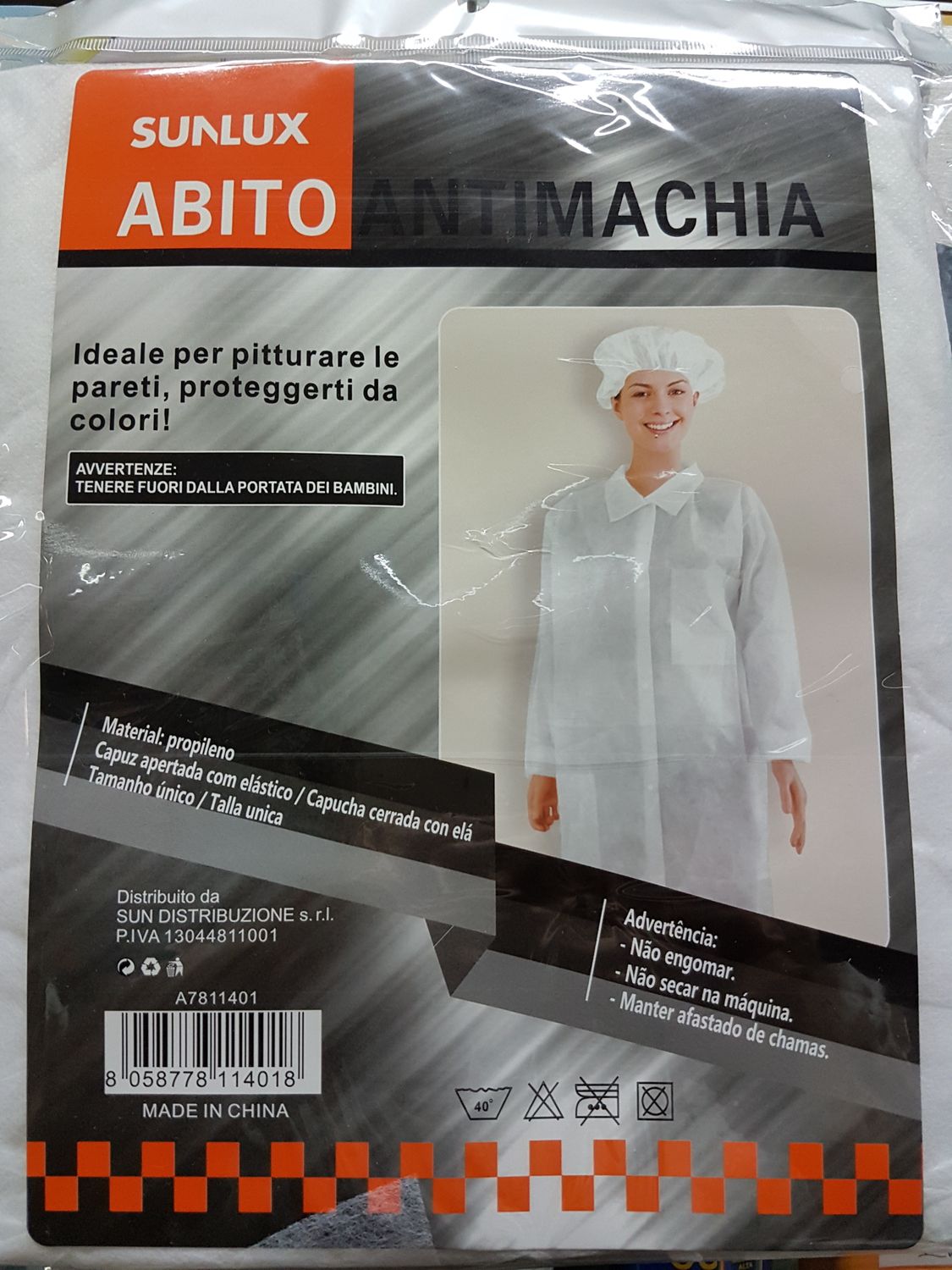 TUTA ANTIMACCHIA C\CUFFIA