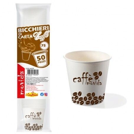 BICCHIERI CARTA BIO 75CC.PZ.50 CAFFE&#39;BIA
