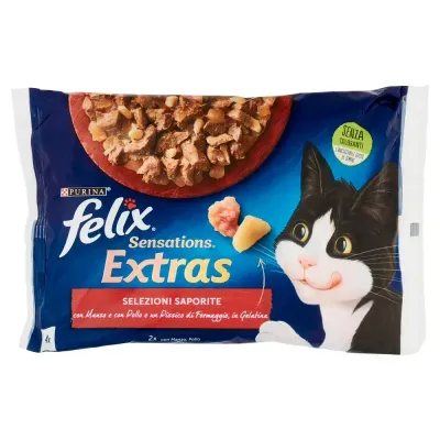 FELIX SENSATION EXTRAS 85GR*4 MANZO/POLL