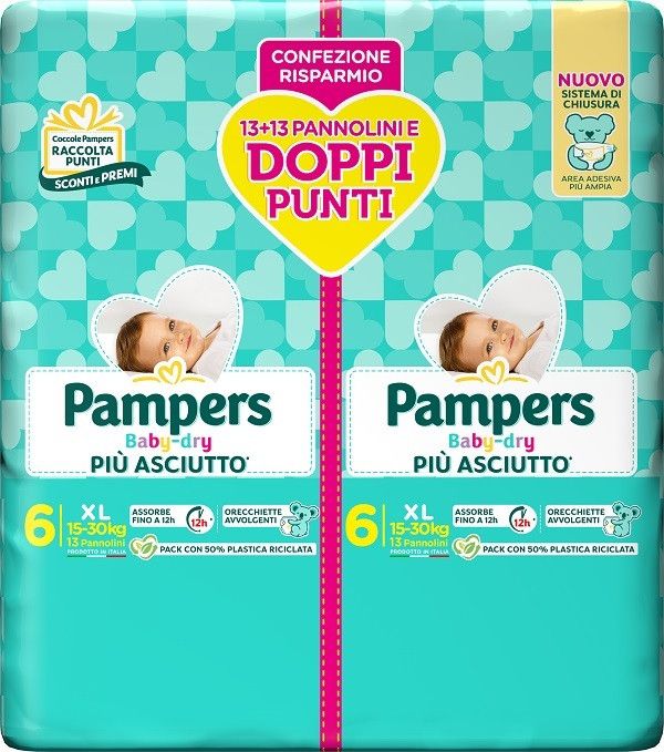PAMPERS BABY DRY 6 XL 15-30kg 13+13pz PD