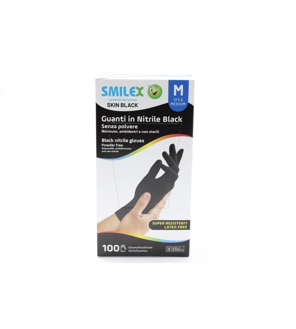 SMILEX GUANTI NERO NITRILE 100PZ M