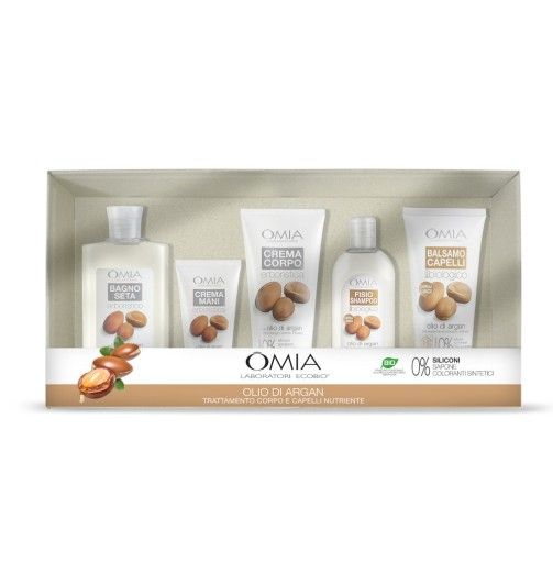 OMIA REGALO ARGAN 5PZ BAGNO/SHAMPOO/BALSAMO/CREMA MANI/CORPO