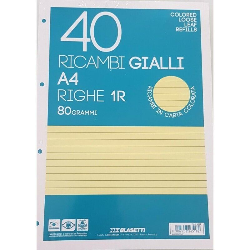 RICAMBIO A4 80GR 40FG 1R GIALLO