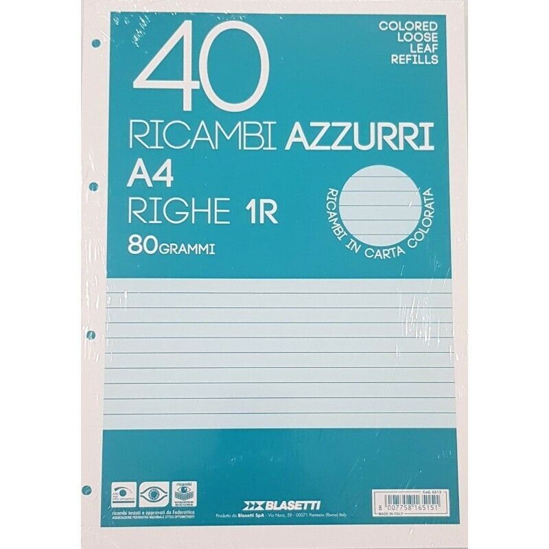 RICAMBIO A4 80GR 40FG 1R CELESTE