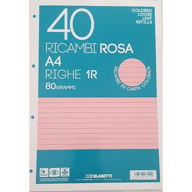 RICAMBIO A4 80GR 40FG 1R ROSA