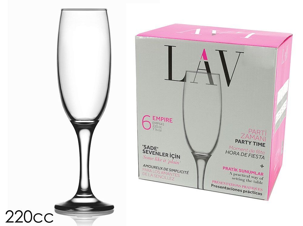LAV SET 6PZ BICCHIERI CHAMPAGNE 220CC