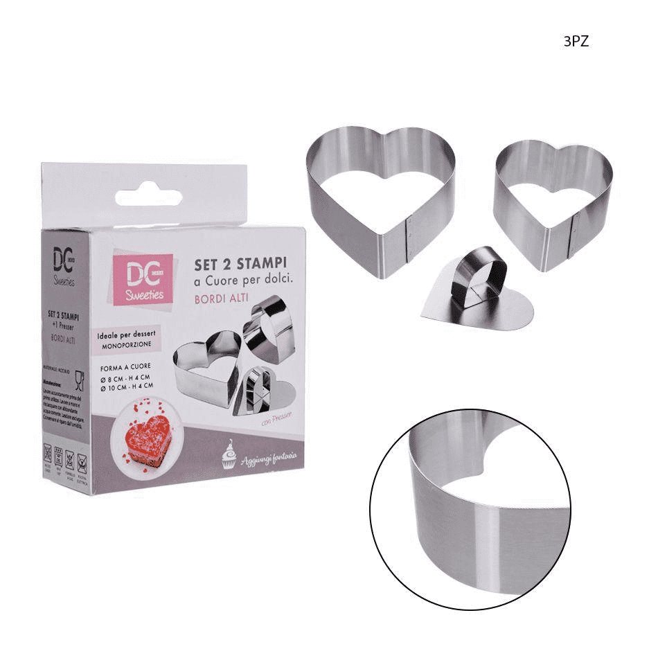 SET STAMPO A CUORE PZ3 8CM E 10 CM