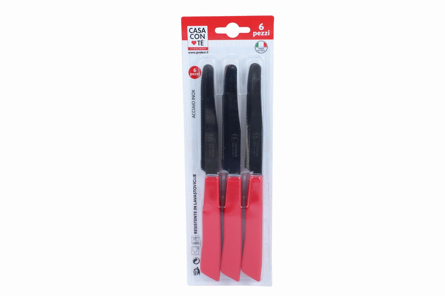 CONF 6 COLTELLI TAVOLA CM11 ROSSO