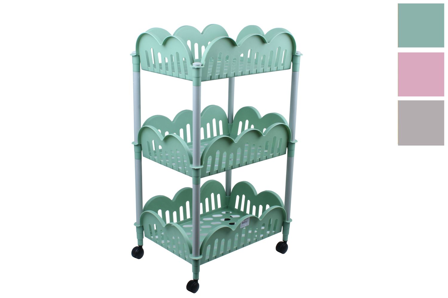 CARRELLO 3 CESTI 30X40 H68 VERDE