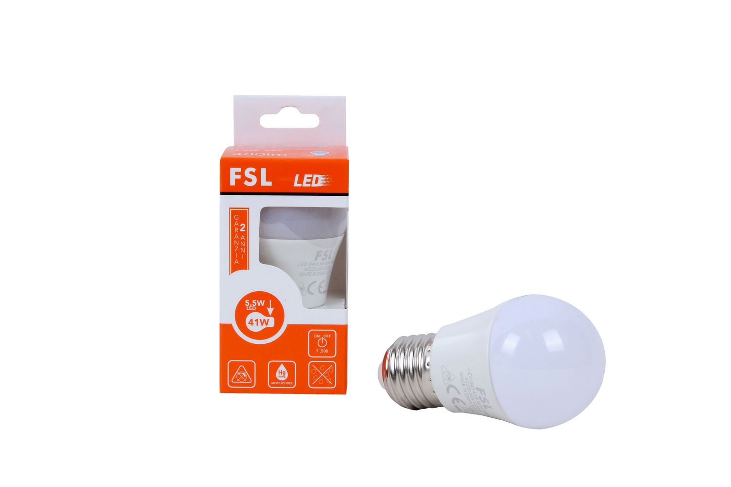 LAMPADINA SFERA 5.5W E27 480LM 6500K
