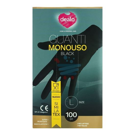 DEALO GUANTI MONOUSO NERO 20PZ TG.L