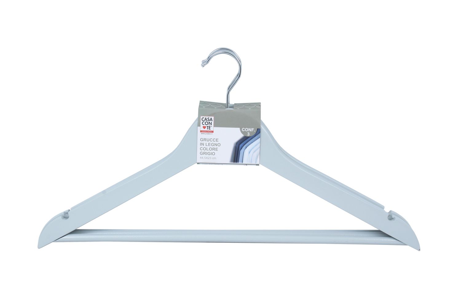 GRUCCIA LEGNO PZ3 44.5X23CM COLORE GRIGIO